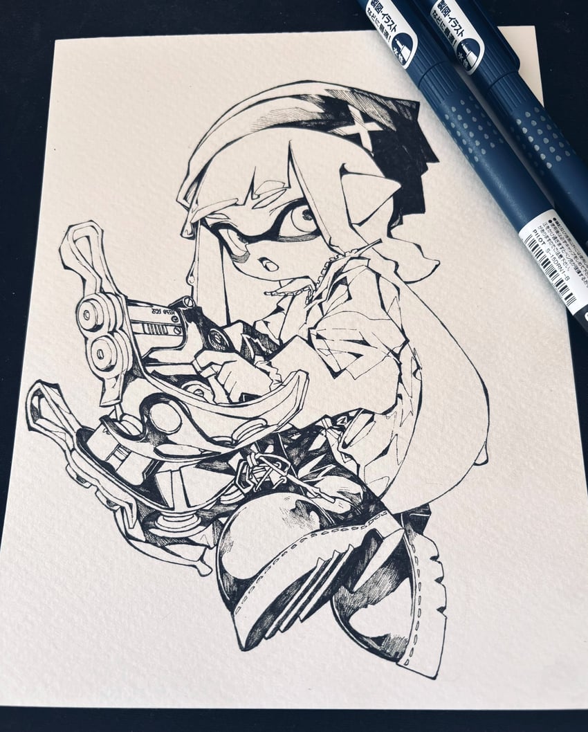 inkling player character and inkling girl (splatoon) drawn by mhxbump