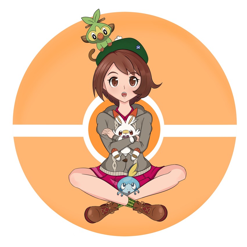 gloria, scorbunny, sobble, and grookey (pokemon and 1 more) drawn by xitzal1
