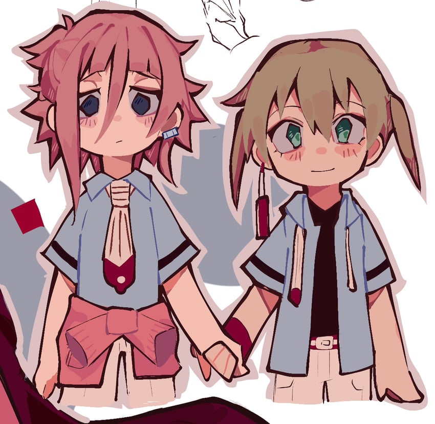 maka albarn, crona, mitsuba sousuke, and minamoto kou (soul eater and 1 more) drawn by kaligraphy