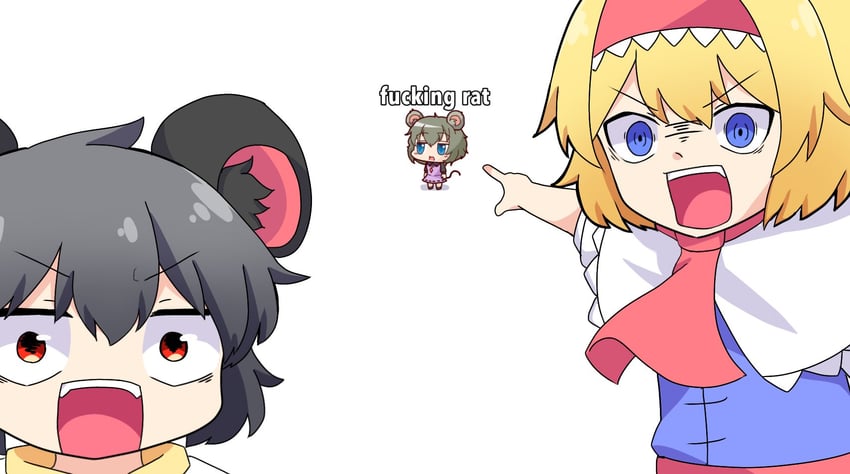 alice margatroid, nazrin, nyon, ichigo, and fake nyon (touhou and 1 more) drawn by totozame