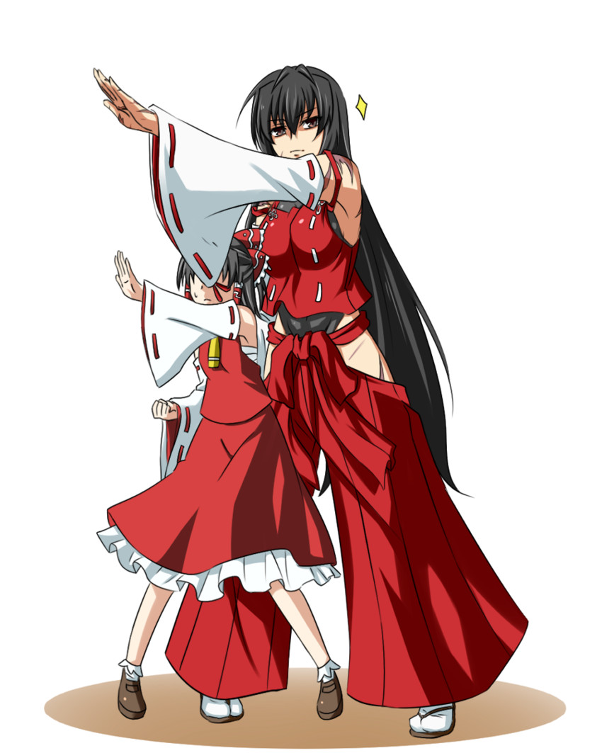 hakurei reimu and sendai hakurei no miko (original and 2 more) drawn by samuimu