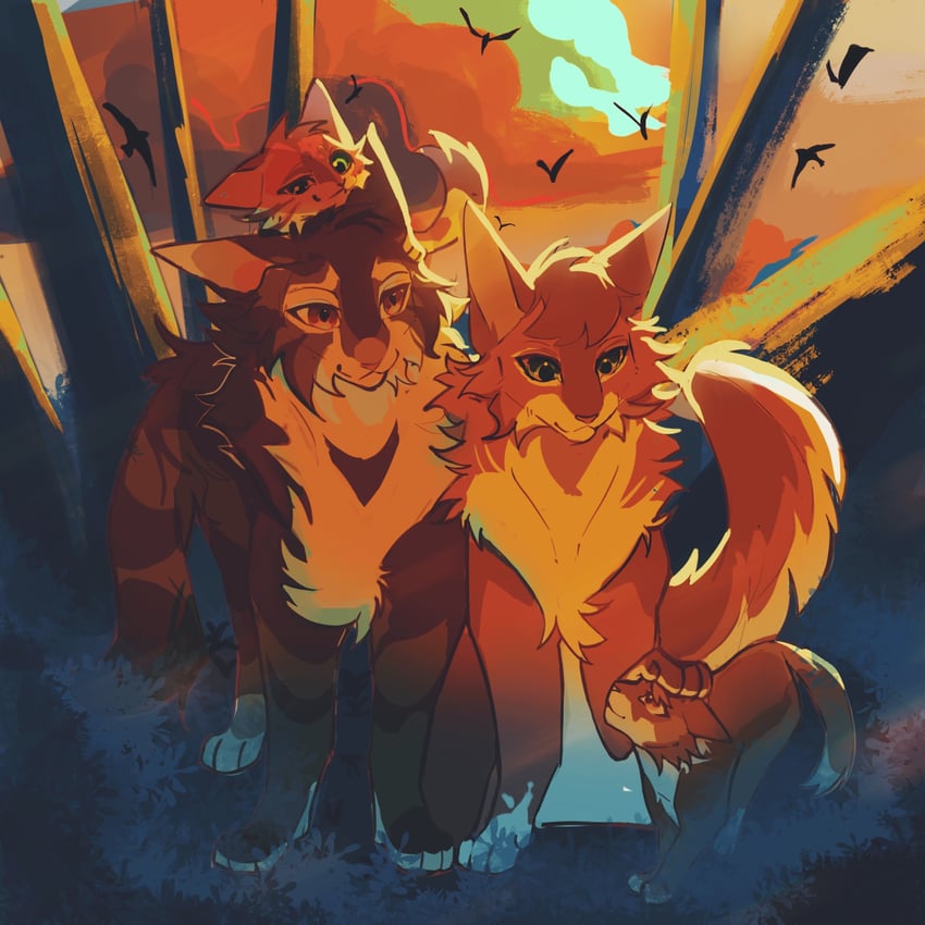 squirrelstar, bramblestar, sparkpelt, and alderheart (warrior cats and 1 more) drawn by xuan1205