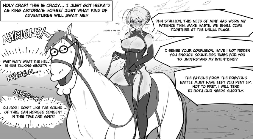 artoria pendragon and peter griffin (fate and 1 more) drawn by kowai_(iamkowai)