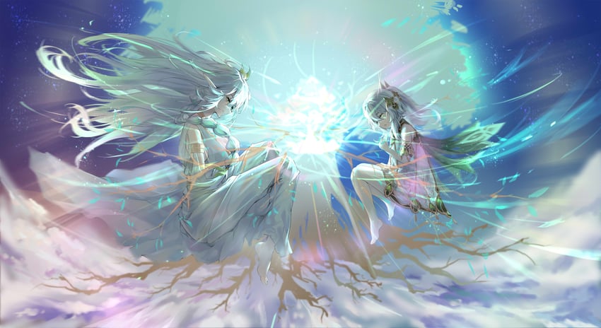 nahida and rukkhadevata (genshin impact) drawn by alin_leng_bu_sheng