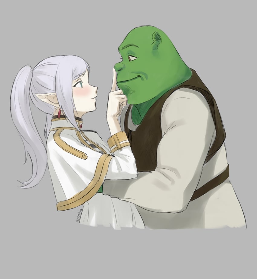 frieren and shrek (sousou no frieren and 1 more) drawn by dial_kasper