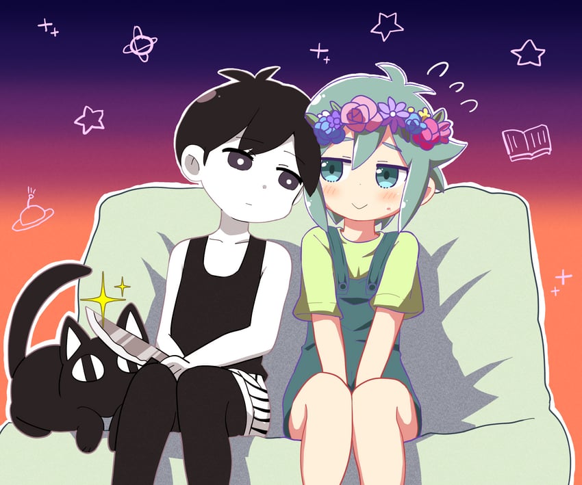 omori, basil, and mewo (omori) drawn by dokuta