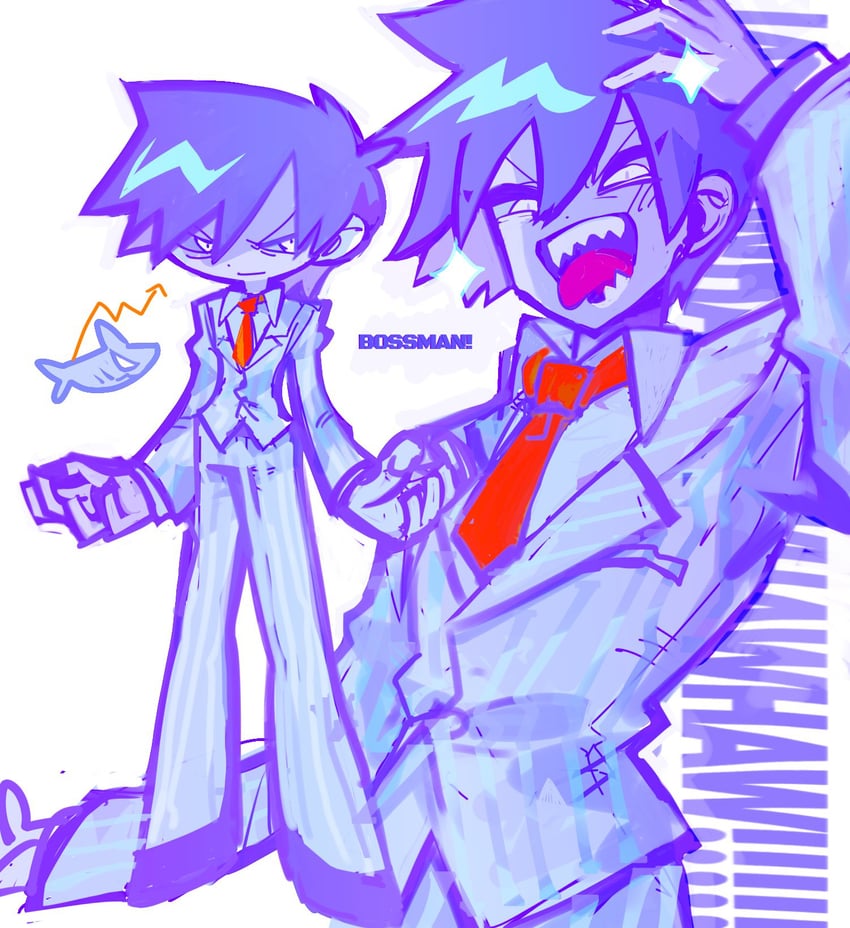 hero, bossman hero, and mr. jawsum (omori) drawn by honshiya