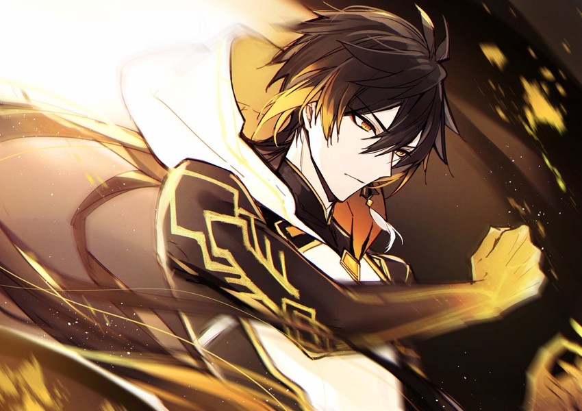 zhongli and rex lapis (genshin impact) drawn by mochizuki_shiina