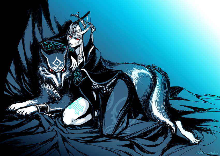 link, midna, and wolf link (the legend of zelda and 1 more) drawn by tak_(karasuki)