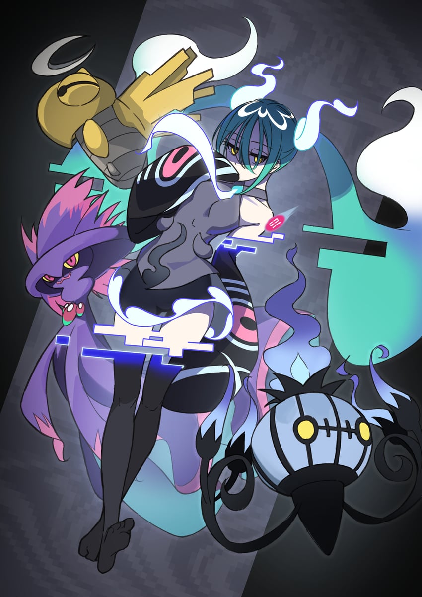 hatsune miku, chandelure, mismagius, ghost miku, and shedinja (pokemon and 2 more) drawn by hymgkamui