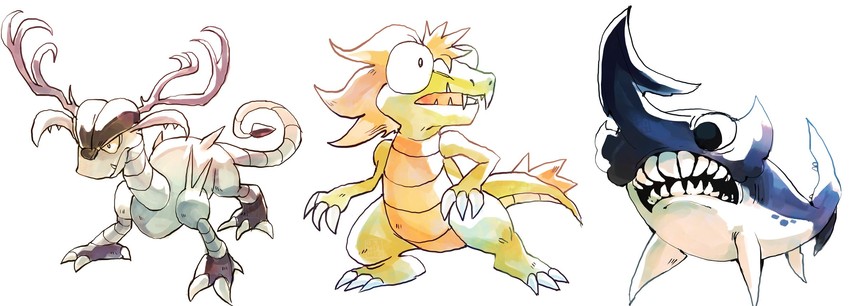 crocky, jug, and deer (pokemon and 1 more) drawn by lady_kuki