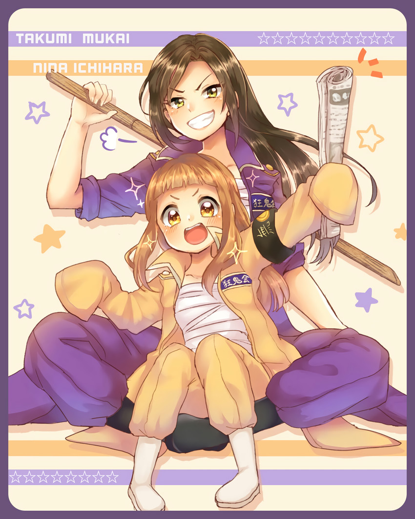ichihara nina and mukai takumi (idolmaster and 1 more) drawn by kruhhkake