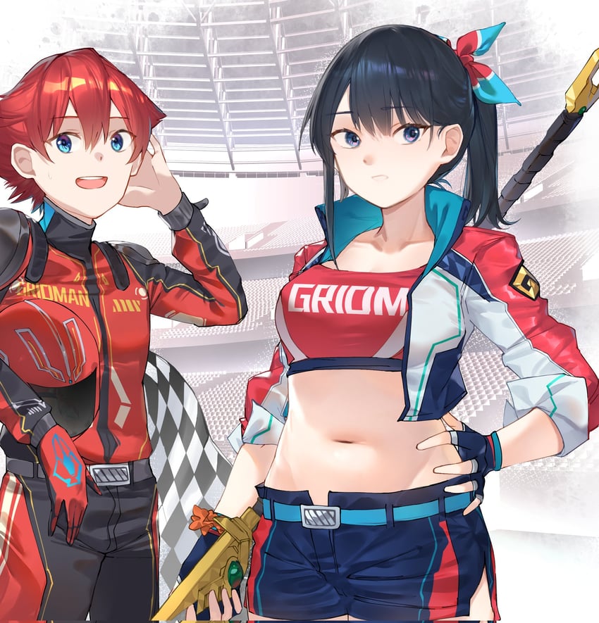 takarada rikka and hibiki yuuta (gridman universe and 1 more) drawn by nakagawa_kanon_(pixiv32798535)