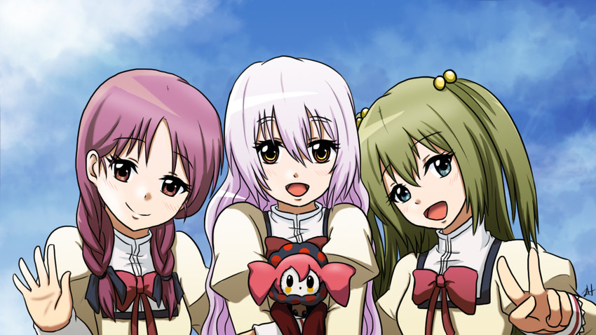 charlotte, momoe nagisa, chitose yuma, and sakura momo (mahou shoujo madoka magica and 2 more) drawn by athyra
