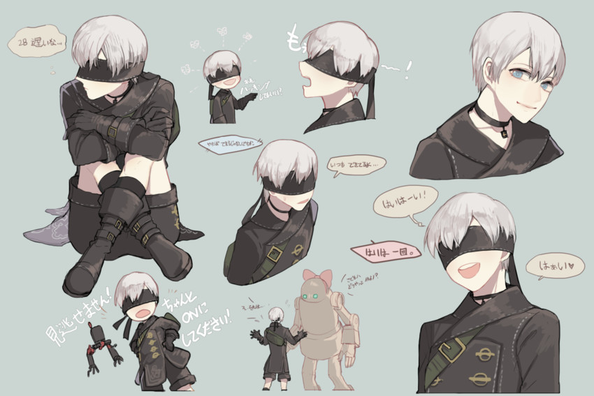 9s, pod, and machine (nier and 1 more) drawn by nahonanaho