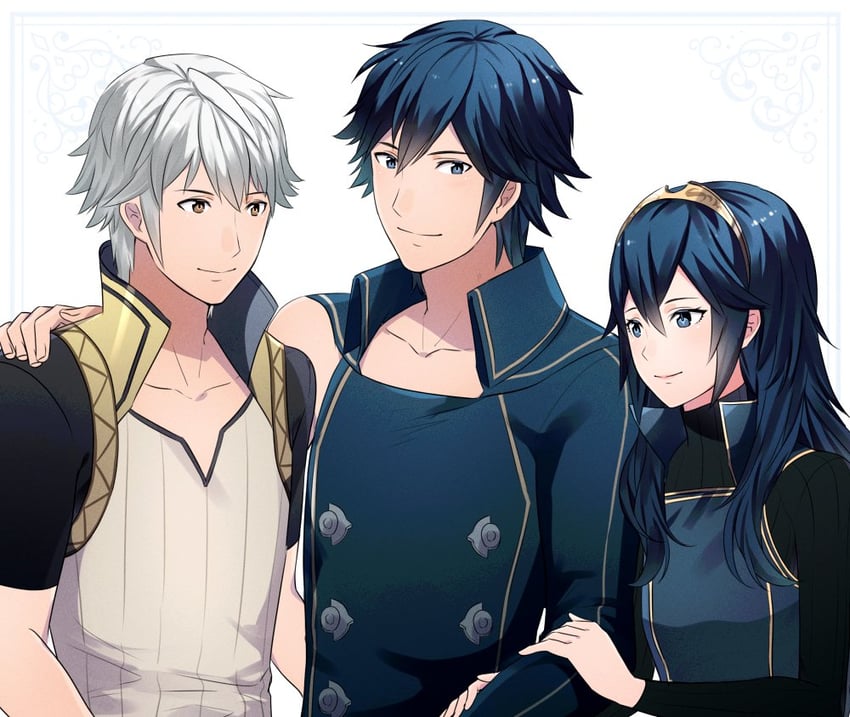 lucina, male robin, and chrom (fire emblem and 1 more) drawn by ameno_(a_meno0)