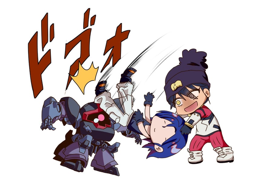 shuji ito, nyaan, dom, and rick dom (gundam and 1 more) drawn by ryokasaka