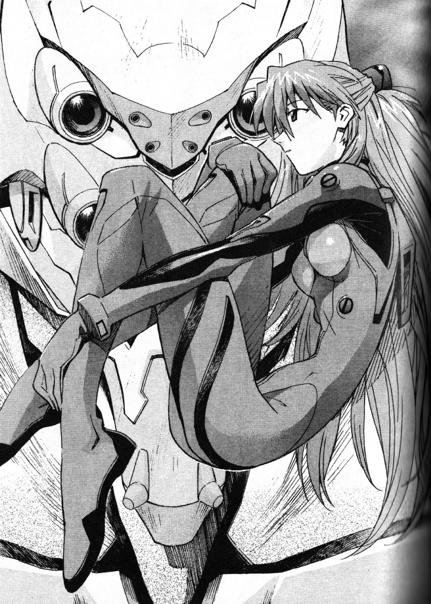 souryuu asuka langley and eva 02 (neon genesis evangelion) drawn by sadamoto_yoshiyuki