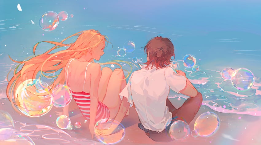 kofune ushio and ajiro shinpei (summertime render) drawn by ayan477845