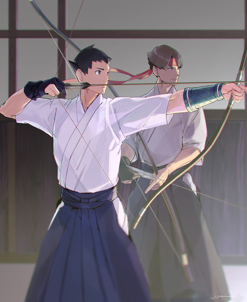 ryunosuke naruhodo and kazuma asogi (ace attorney and 2 more) drawn by ayu161