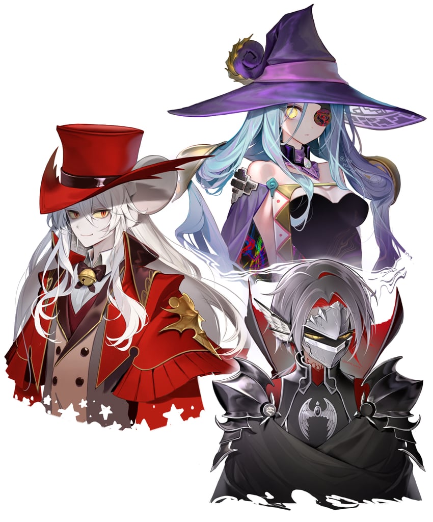 dark meta knight, daroach, and drawcia (kirby) drawn by mi_(mm)