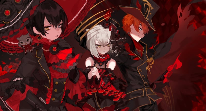 eva armstrong, sammy, yamanobe mio, and juumonji ban (i-chu) drawn by shou_(hanasakukoroni)