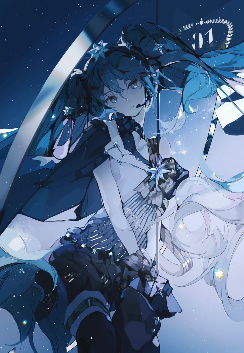 hatsune miku and polaris miku (vocaloid) drawn by xitu_rec9