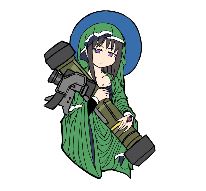 akemi homura, virgin mary, and st. javelin (mahou shoujo madoka magica) drawn by deculture
