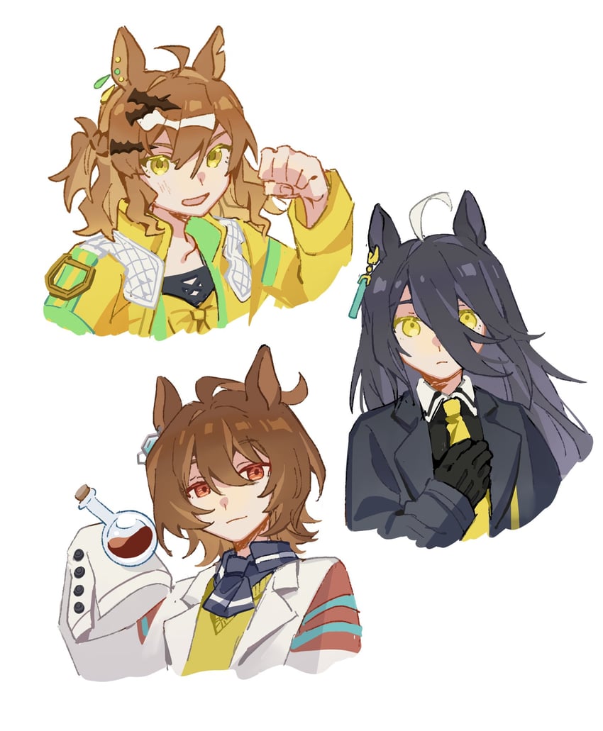 agnes tachyon, manhattan cafe, and jungle pocket (umamusume) drawn by heichicc47