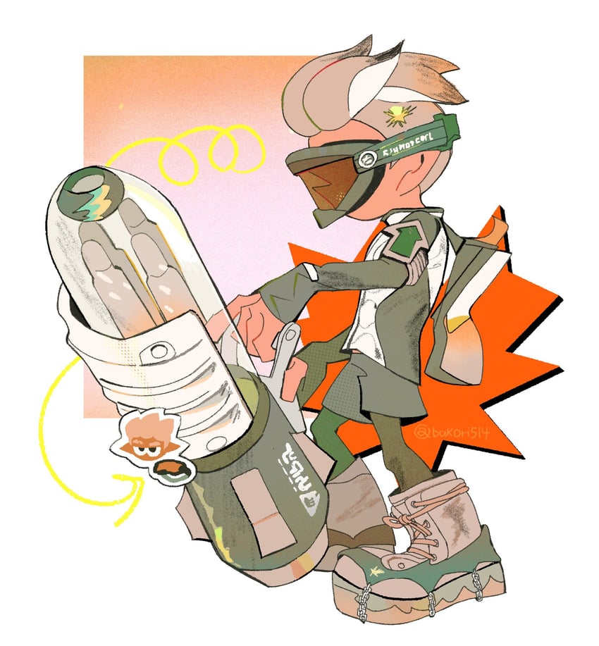 inkling player character and inkling boy (splatoon and 1 more) drawn by bakori514_(h_akka)