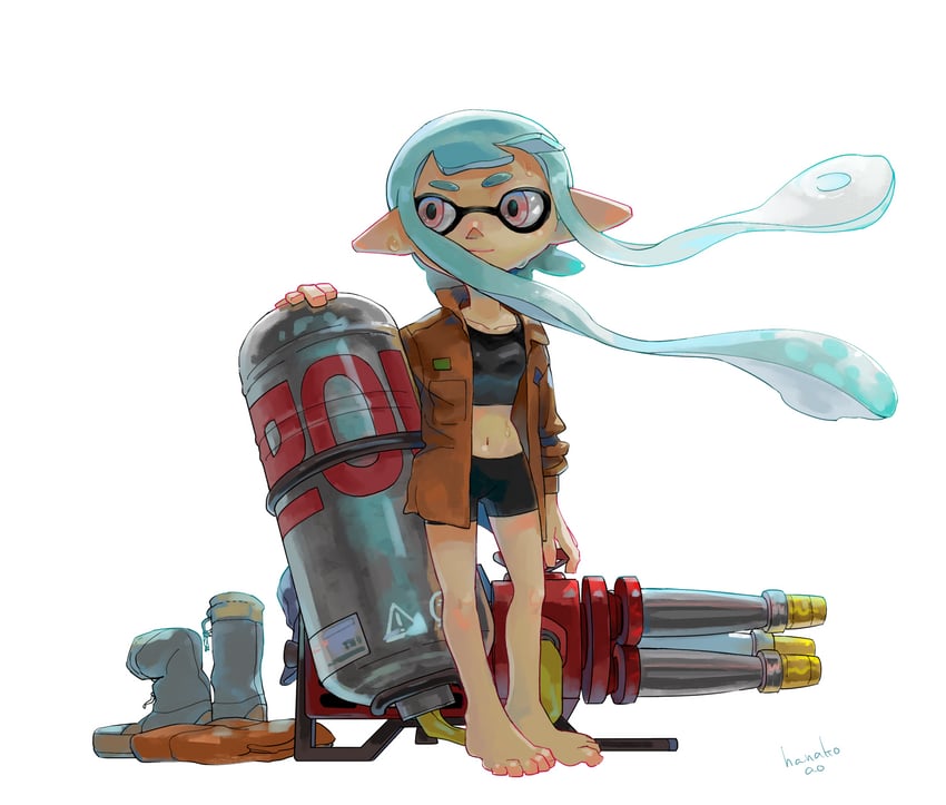 inkling player character and inkling girl (splatoon) drawn by hanako515_ika