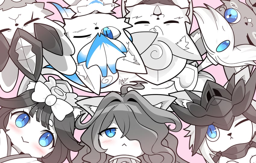 kasli, mitama, d'artanyan, gao, iz, and 2 more (nyanko daisensou) drawn by rak_rak_yee