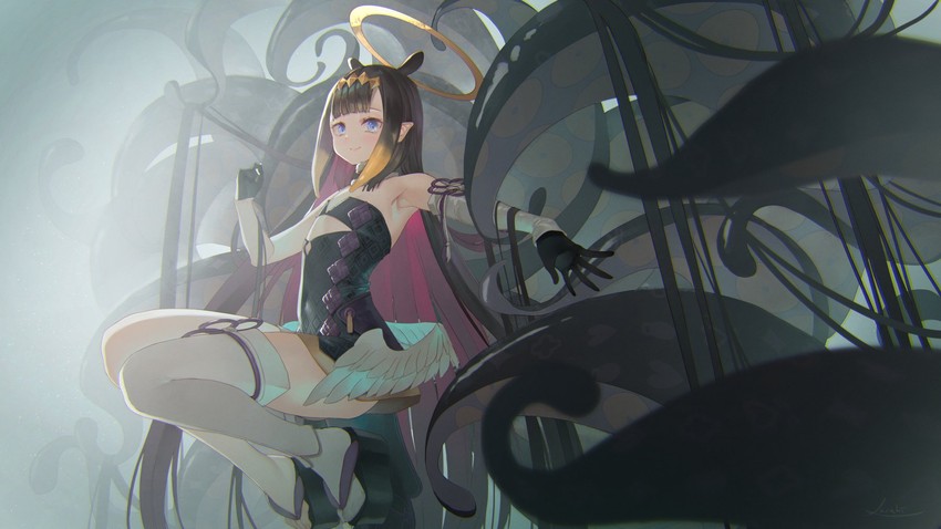 ninomae ina'nis (hololive and 1 more) drawn by saraki
