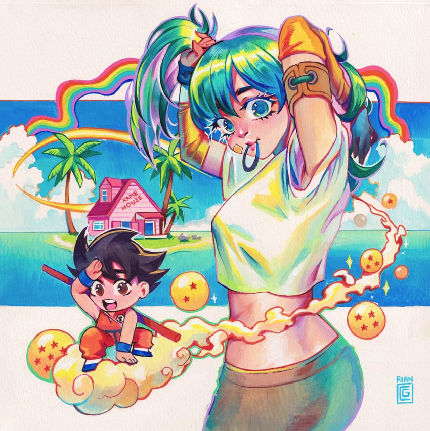 son goku and bulma (dragon ball) drawn by rian_gonzales