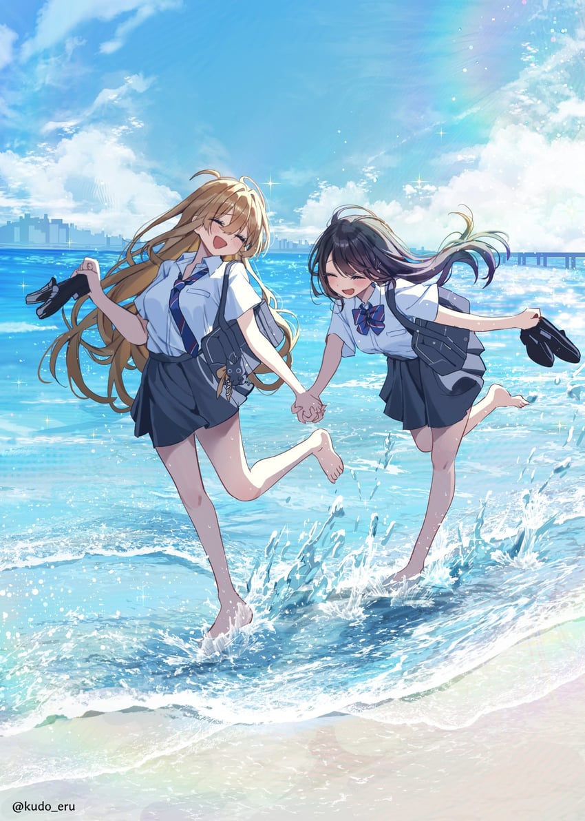 aoi rei and akatsuki mikoto (original) drawn by kudo_eru