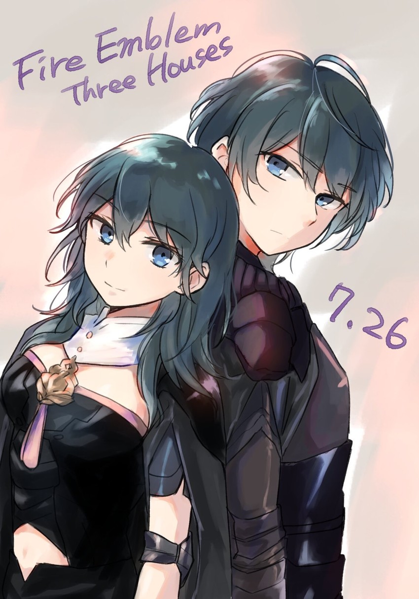female byleth and male byleth (fire emblem and 1 more) drawn by kumakosion