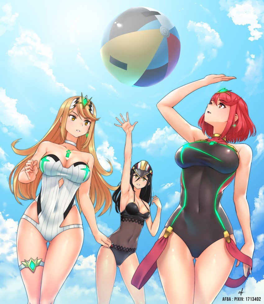 pyra, mythra, and morag ladair (xenoblade chronicles and 1 more) drawn by afba