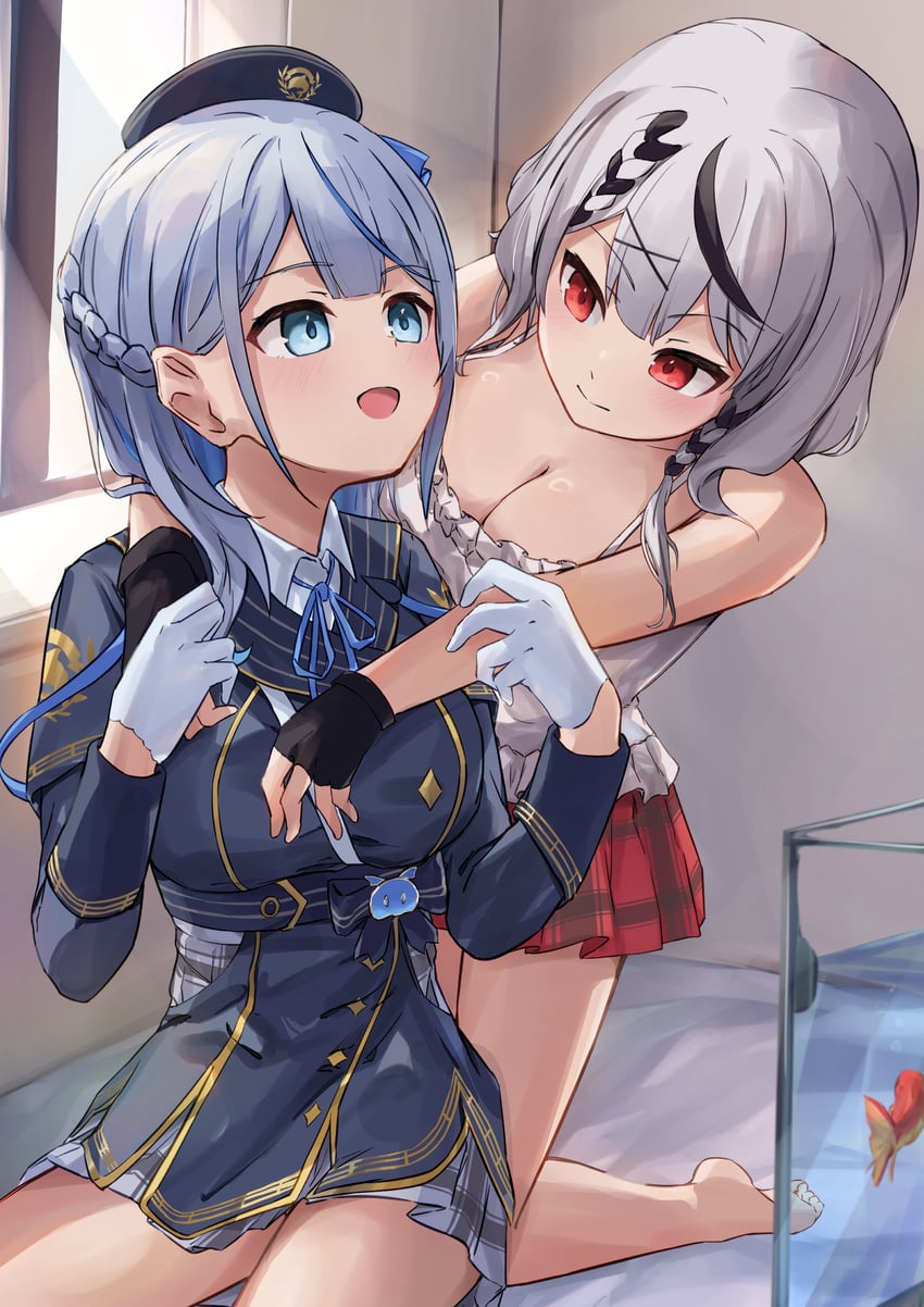 sakamata chloe and amagai ruka (hololive and 1 more) drawn by sakahana
