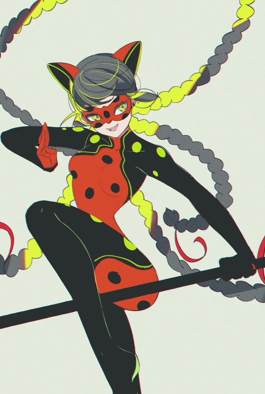 marinette dupain-cheng and bug noir (miraculous ladybug) drawn by seio_(nao_miragggcc45)