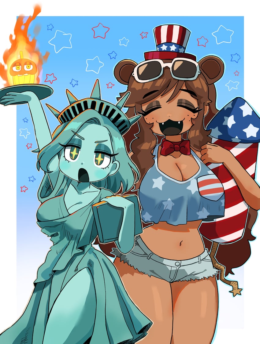 freddy fazbear, chica, and cupcake (five nights at freddy's and 2 more) drawn by minami_(mnm-kyk)
