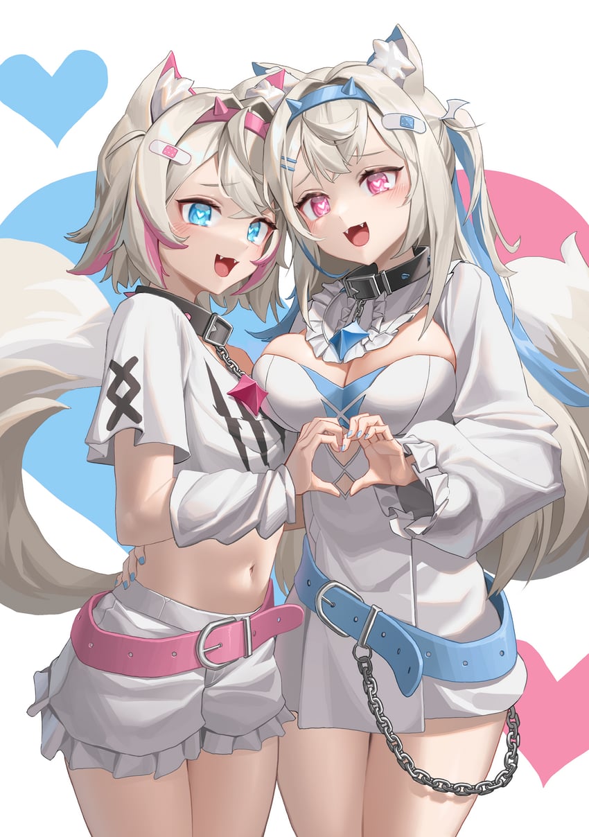 fuwawa abyssgard and mococo abyssgard (hololive and 1 more) drawn by hanho