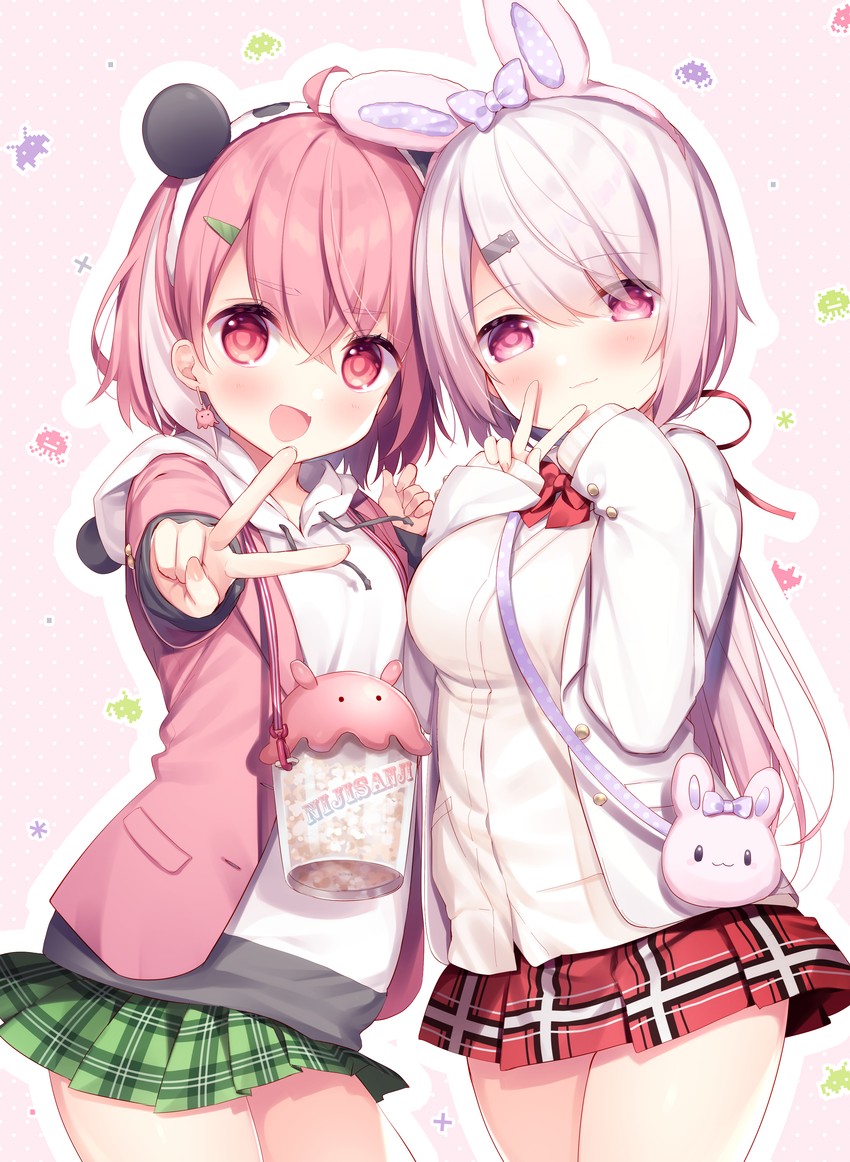 shiina yuika and sasaki saku (nijisanji and 1 more) drawn by hisagi_(puchimaple)