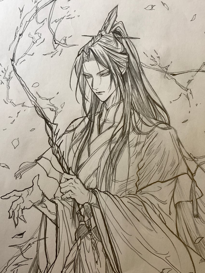 chu wanning (erha he ta de bai mao shizun) drawn by nuyururi