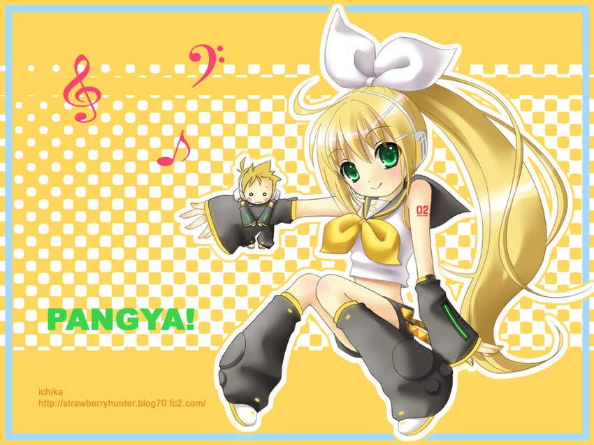 kagamine rin, kagamine len, and hana (vocaloid and 1 more) drawn by lee_byung_hee