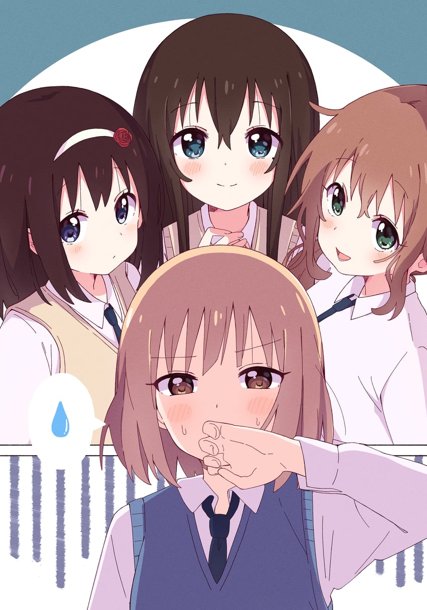 oomuro nadeshiko, miwa ai, yaeno miho, and sonokawa megumi (yuruyuri and 1 more) drawn by mesushio