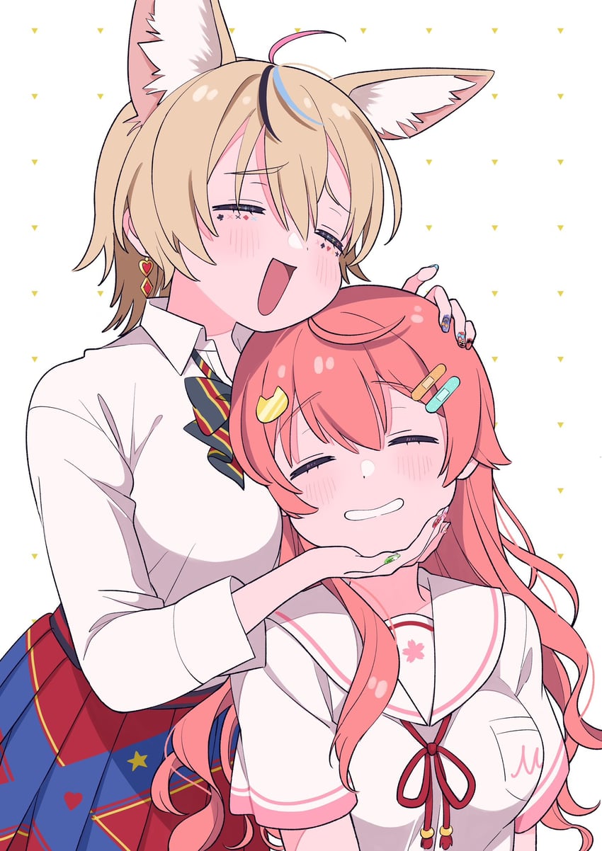 sakura miko and omaru polka (hololive) drawn by soh_himitsuki