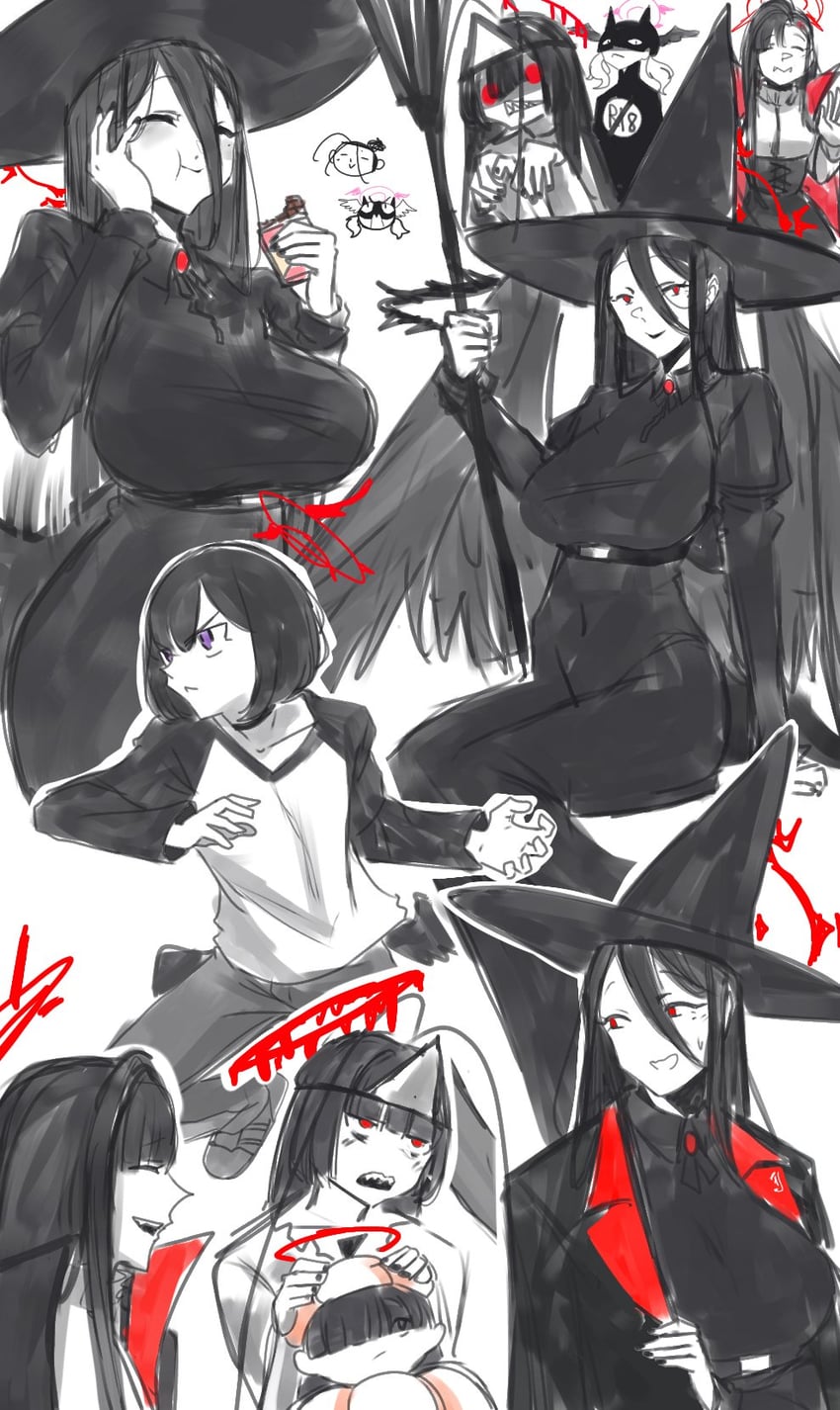 koharu, hasumi, ichika, justice task force member, tsurugi, and 1 more (blue archive) drawn by alma_(crippling_mark)