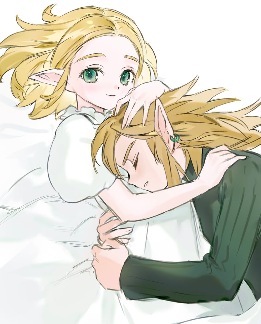 link and princess zelda (the legend of zelda and 1 more) drawn by opleillle