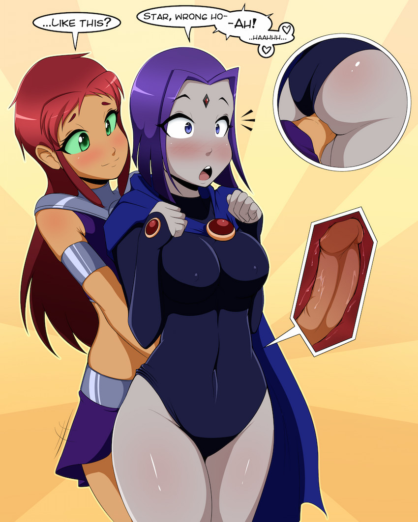 raven and starfire (dc comics and 1 more) drawn by starcross