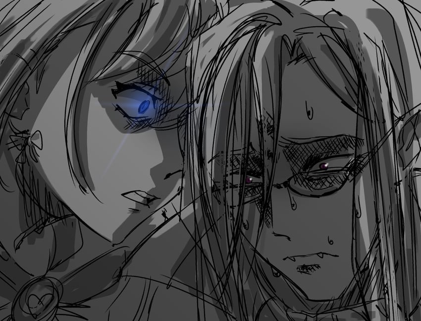 ouro kronii and noir vesper (hololive and 4 more) drawn by kaitoffefe